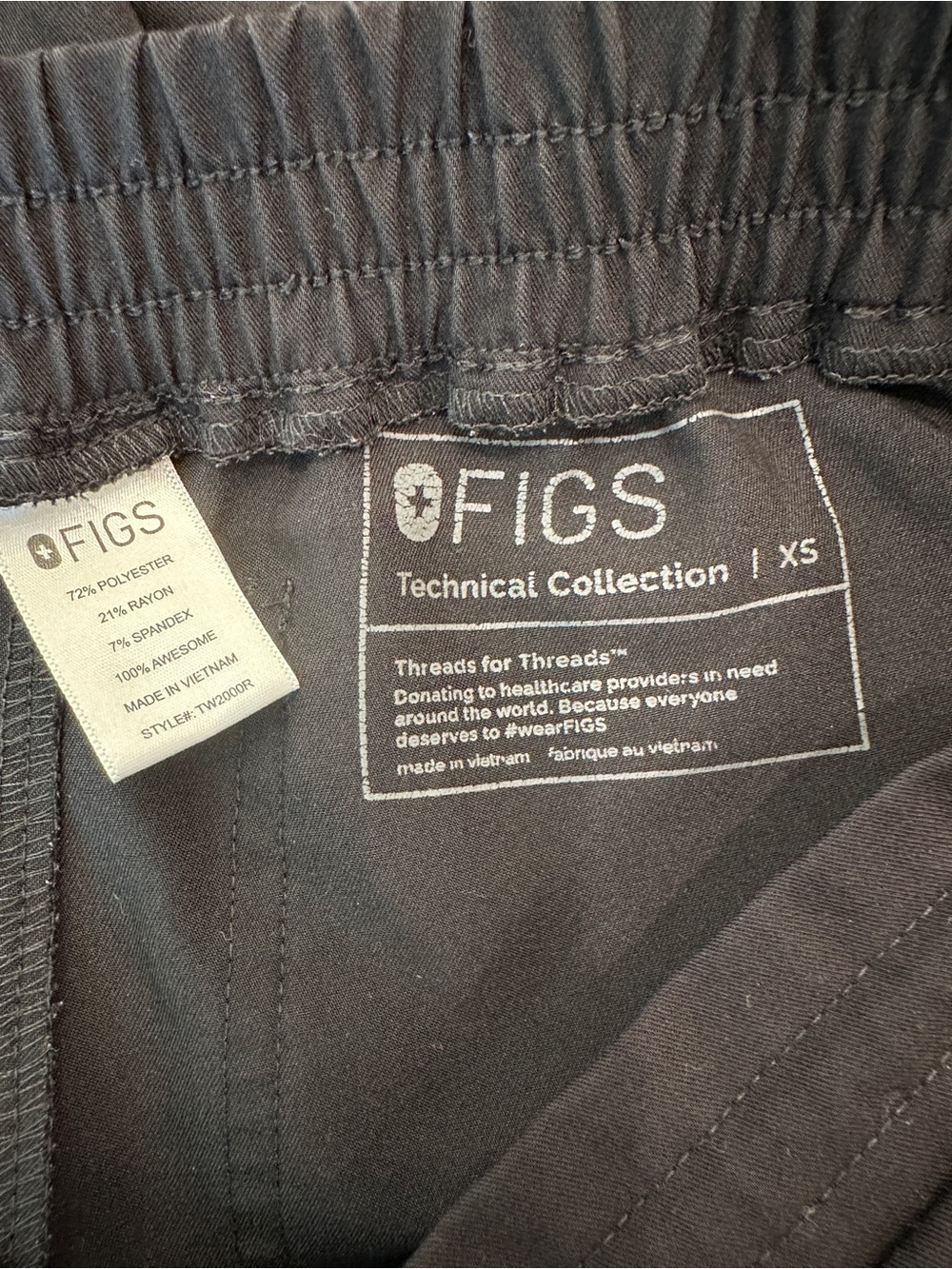 Figs Black Yola Scrub Pants Women’s size XS - Picture 4 of 4